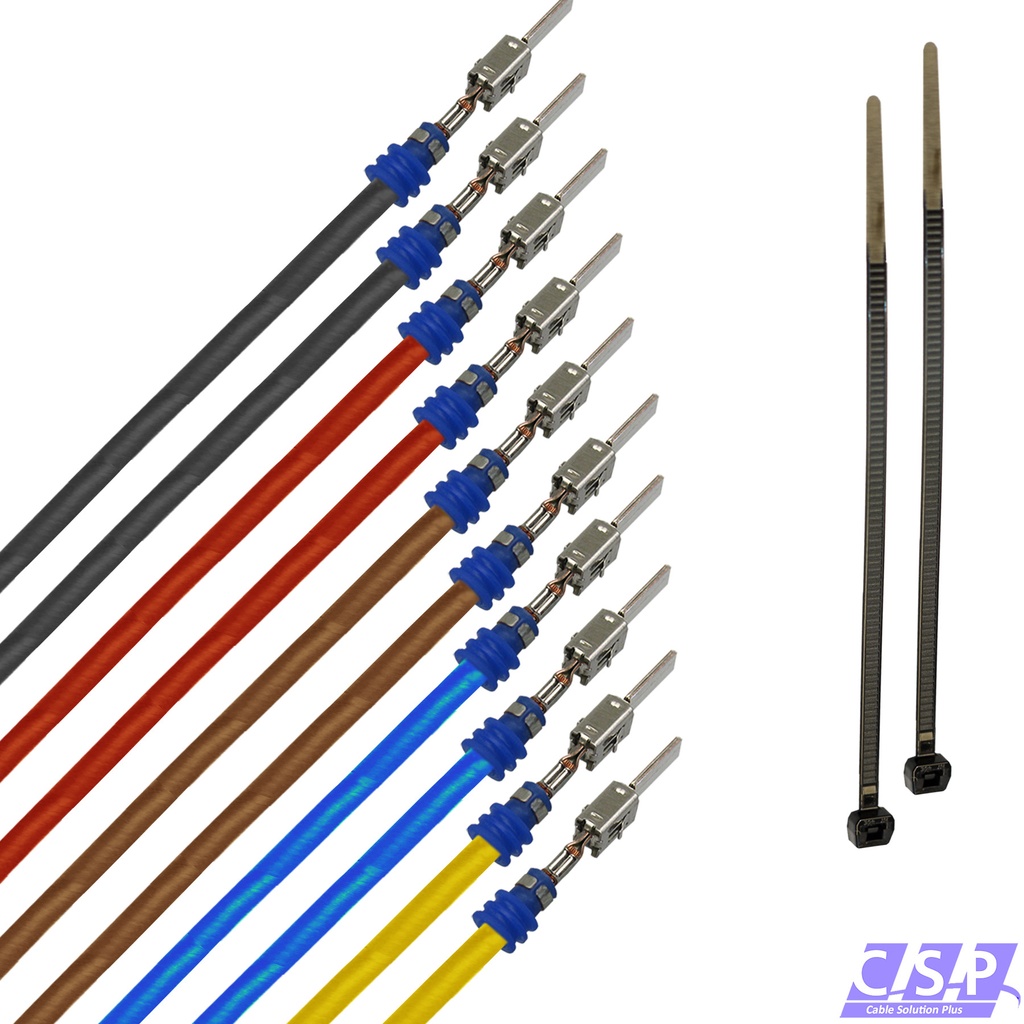 [33-1956-MIX] 10x Kabel JPT Junior Power Timer Stift Einzelleitung gedichtet 1,00mm² im Farbmix