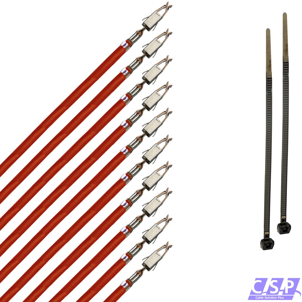 [33-1957-RT] 10x Kabel JPT Junior Power Timer Buchse, 150mm Einzelleitung 1,00mm²  rot