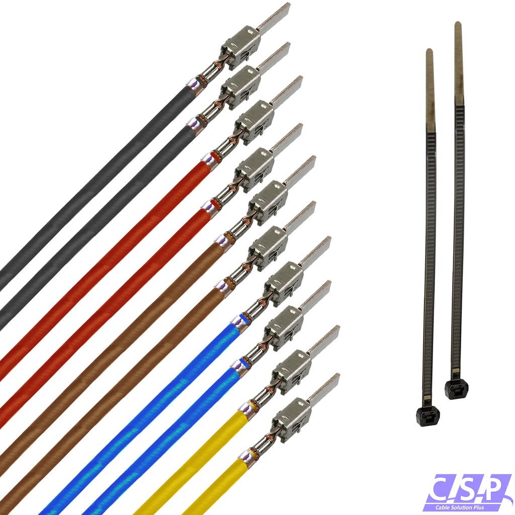 [33-1958-MIX] 10x Kabel JPT Junior Power Timer Stift, 150mm Einzelleitung 1,00mm² im Farbmix