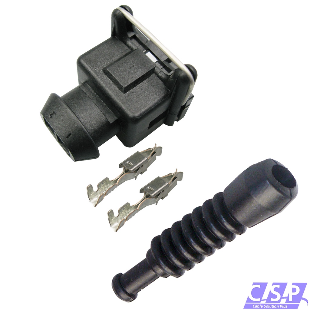 [33-1999-T] Reparatursatz 2-polig JPT Stecker Buchse TE 828657-3 und Knickschutztülle