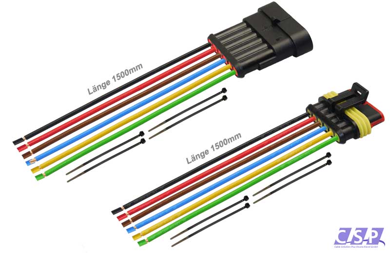 [33-0352-S] Superseal Set 6-polig konfektioniertes Stift- und Buchsengehäuse, 1500mm, Leitung FLRY 1,50mm², Kabelbinder