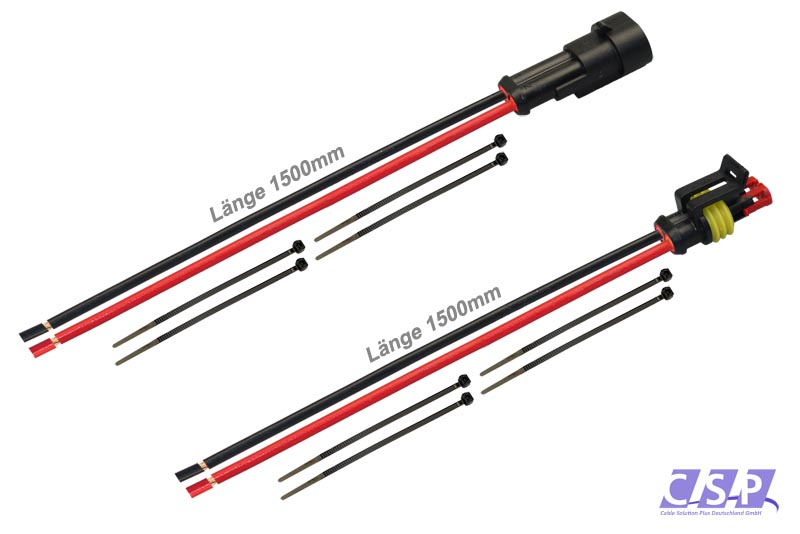 [33-0356-S] Superseal Set 2-polig konfektioniertes Stift- und Buchsengehäuse, 1500mm, Leitung FLRY 2,50mm², Kabelbinder