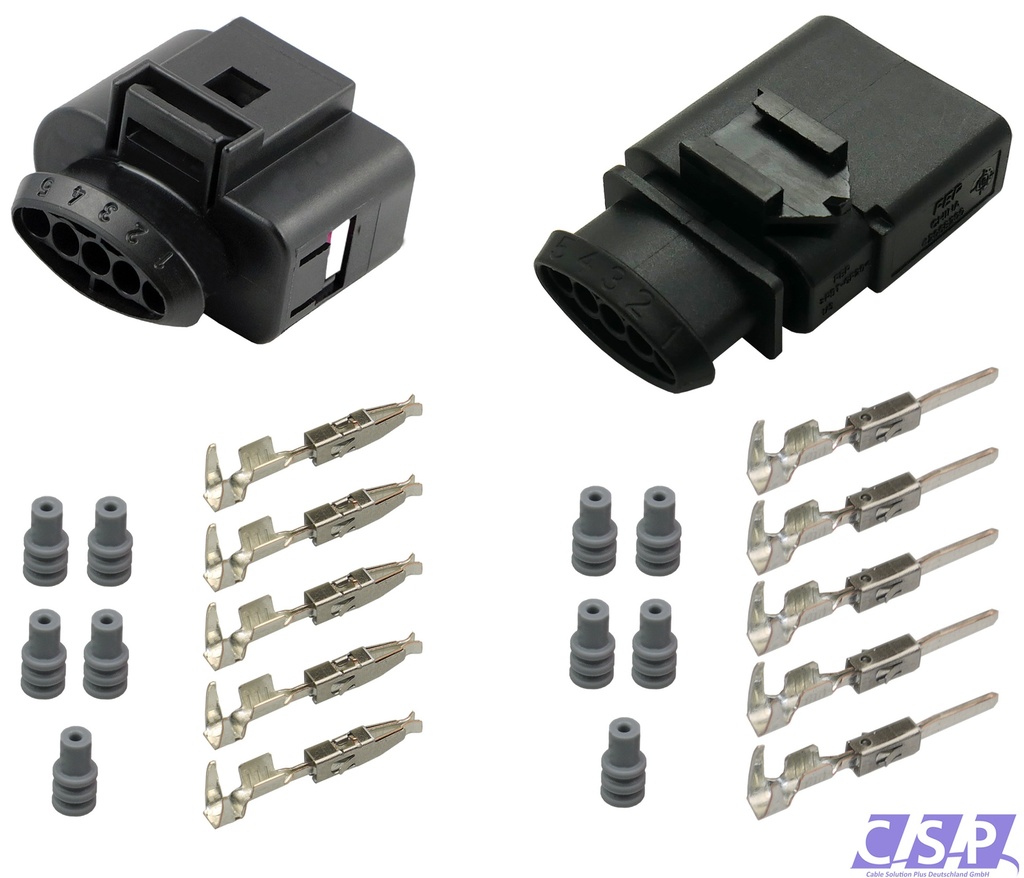 [33-2073] Reparaturset Stift   Buchse Stecker 5-polig passt zu VW 1J0973705 / 6N0973805