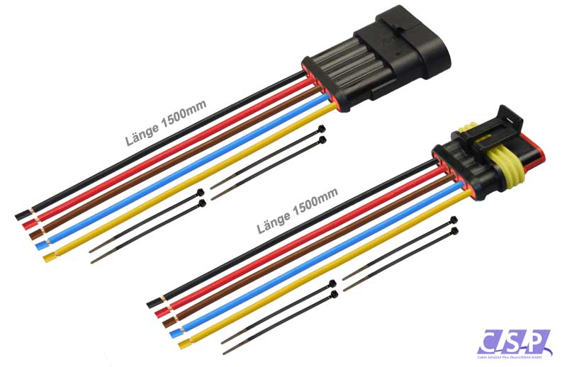[33-0362-S] Superseal Set 5-polig konfektioniertes Stift- und Buchsengehäuse, 1500mm, Leitung FLRY 2,50mm², Kabelbinder