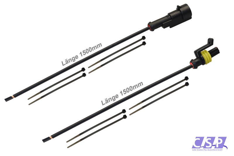 [33-0366-S] Superseal Set 1-polig konfektioniertes Stift- und Buchsengehäuse, 1500mm, Leitung H07V-K 1,50mm², Kabelbinder
