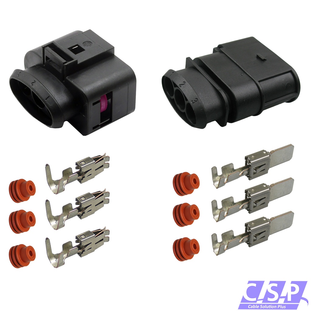 [33-2100] Reparaturset 3-polig Stecker 1J0973753 / 6Q0973853 passt zu VW, AUDI, SKODA