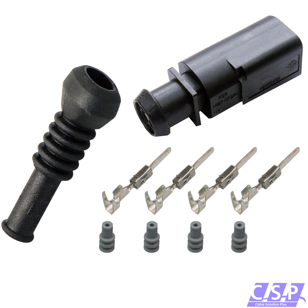 [33-2055-T] Stecker 4-polig Reparatursatz Schutzkappe 4B0973812 passt zu VW Skoda Seat Audi