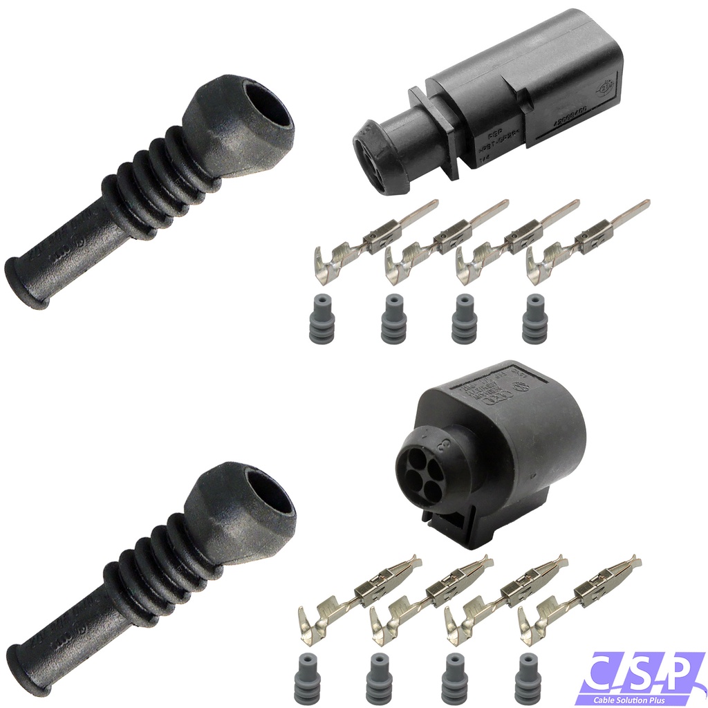 [33-2156] Stecker Set 4-pol. Reparatursatz passend zu VW 4B0973712 4B0973812 Schutzkappe