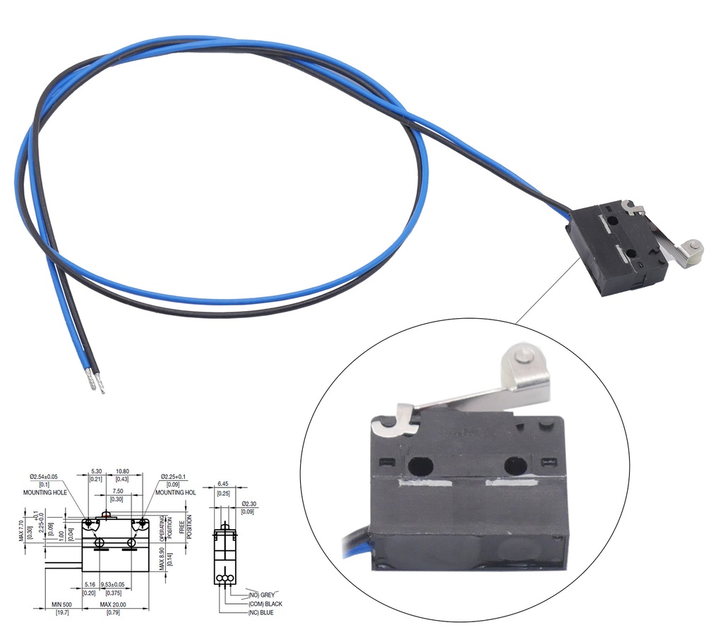 [33-2161] Mikroschalter Snap Action Switch V4NCSK2C4AR1 Schließer IP67, Kabel ca. 500mm