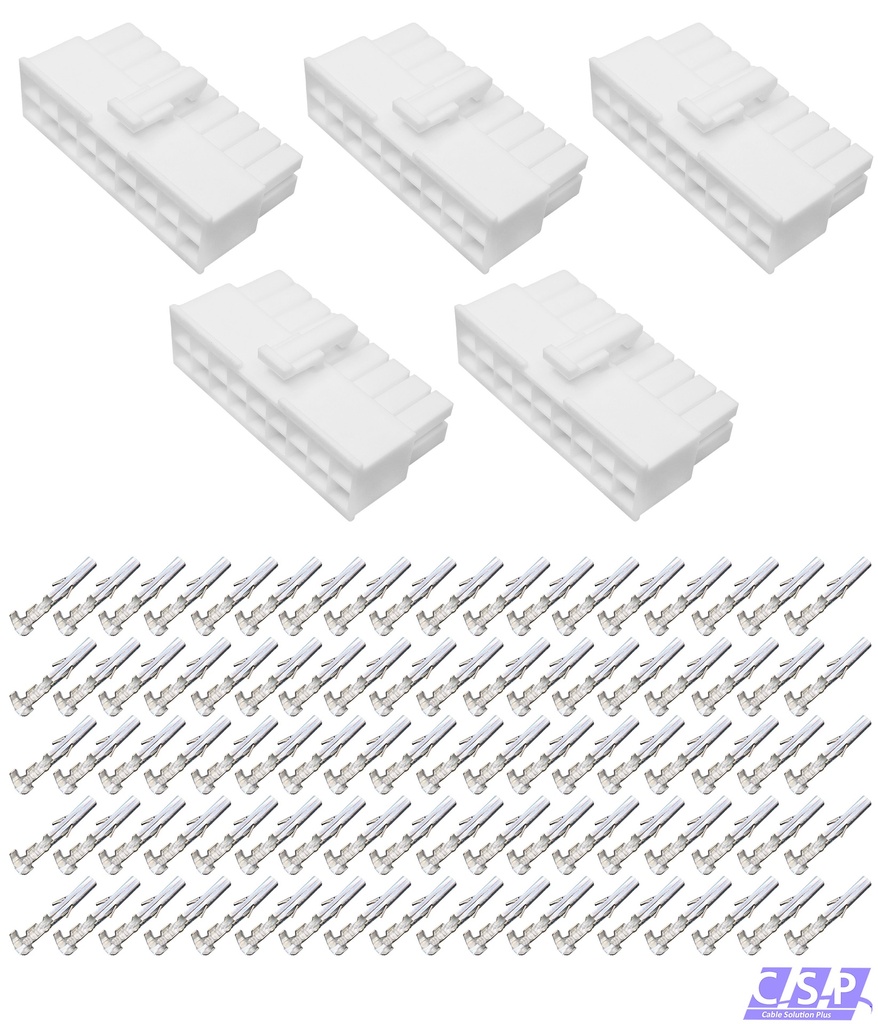 [33-2186-5xBU] 5x Set 18-pol Stecker Molex Mini-Fit Jr Buchse 39-01-2185, 5557-18-R, 39-00-0038