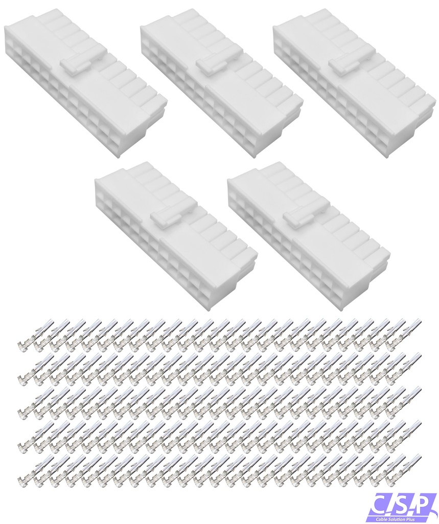[33-2189-5xBU] 5x Set 24-pol Stecker Molex Mini-Fit Jr Buchse 39-01-2245, 5557-24-R, 39-00-0038