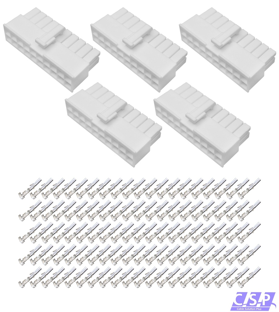[33-2187-5xBU] 5x Set 20-pol Stecker Molex Mini-Fit Jr Buchse 39-01-2205, 5557-20-R, 39-00-0038