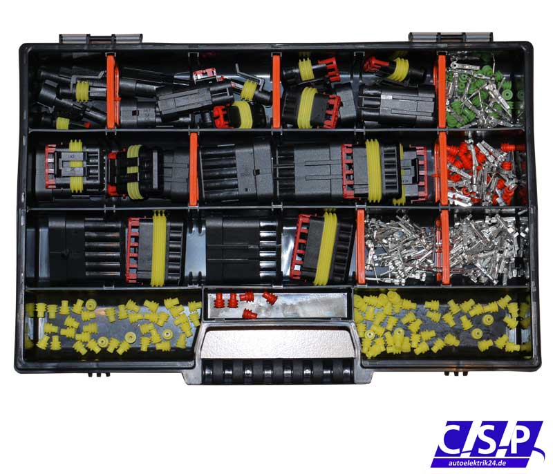 [33-0044-SK] Superseal Starter Set Sortimentskoffer 1-polig bis 6-polig, Stift- und Buchsengehäuse, für 0,35mm²-2,50mm²