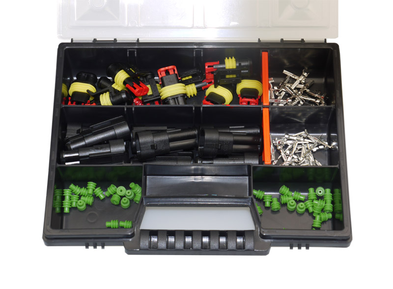 [33-0001-SK-GN] AMP Superseal Stecker 2-polig Set 0,35²-0,50² Steckverbinder Sortiment KFZ LKW