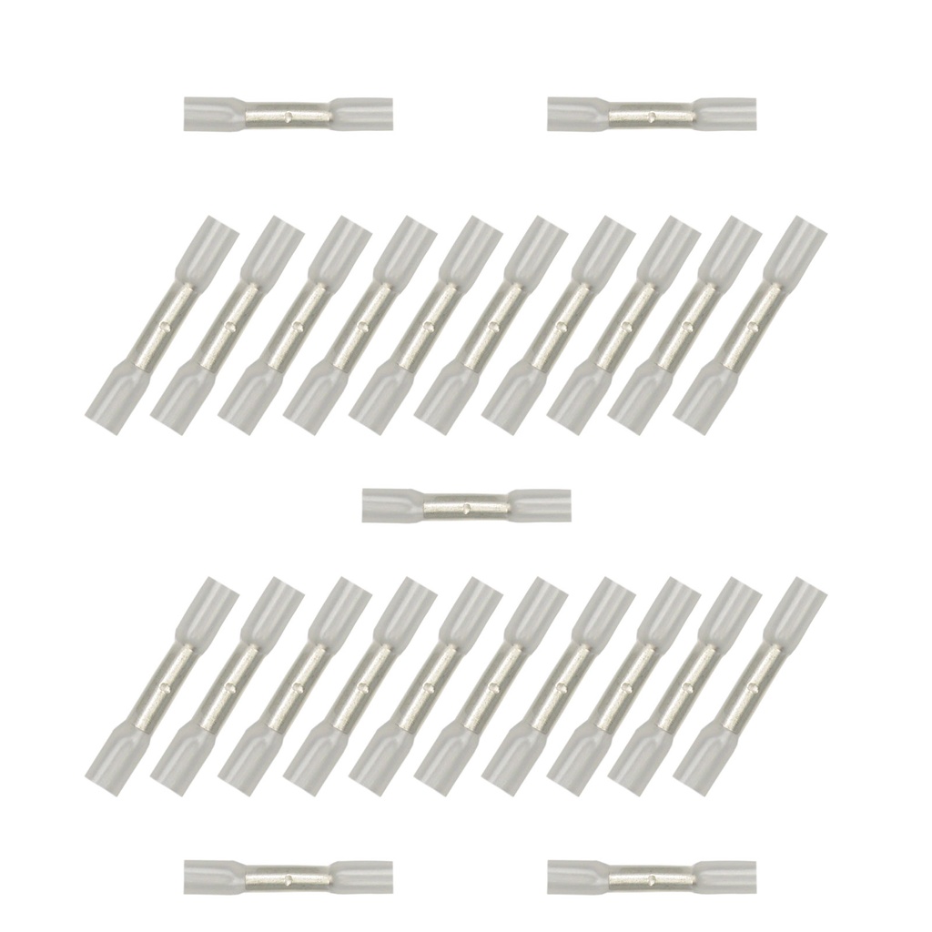 [33-0391-025] 25x Schrumpfverbinder 0,25 - 0,35²  transp. Kleber Stoss- Quetschverbinder