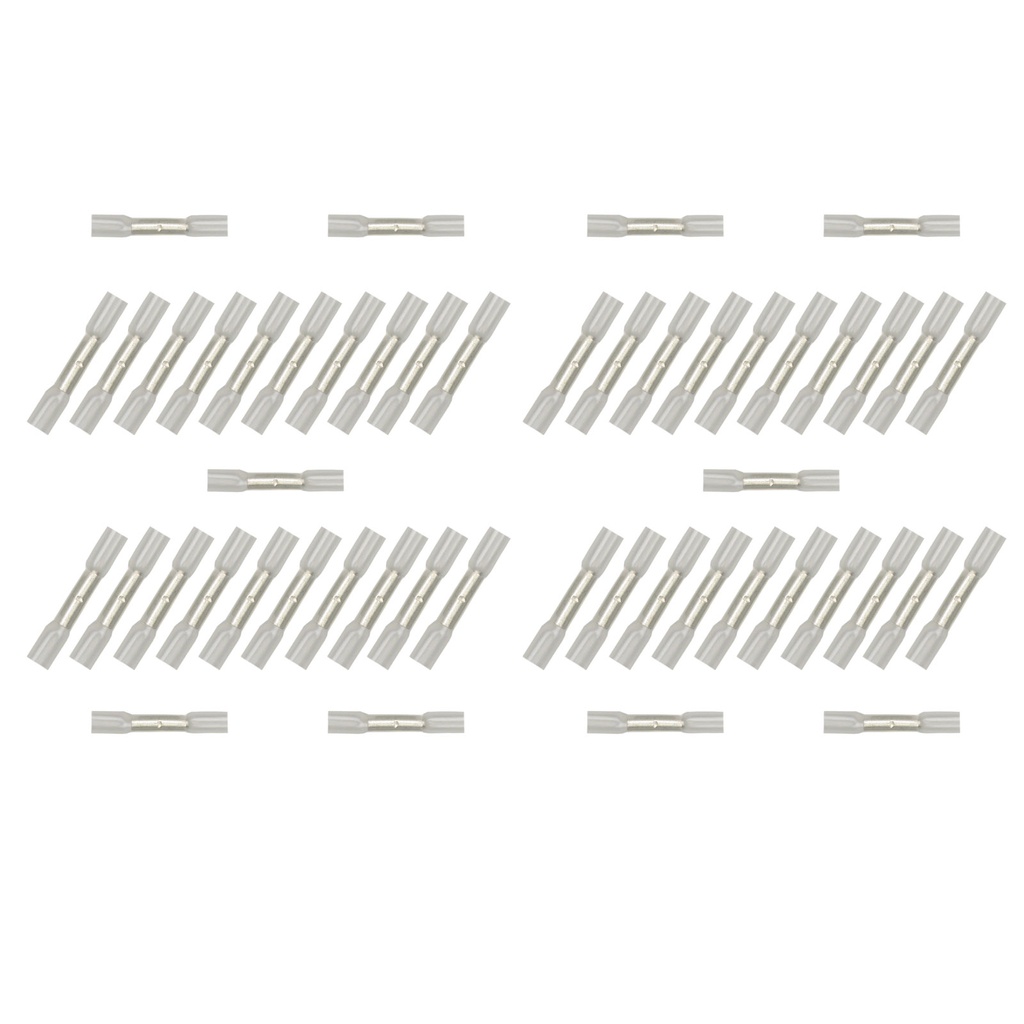 [33-0391-050] 50x Schrumpfverbinder 0,25 - 0,35²  transp. Kleber Stoss- Quetschverbinder
