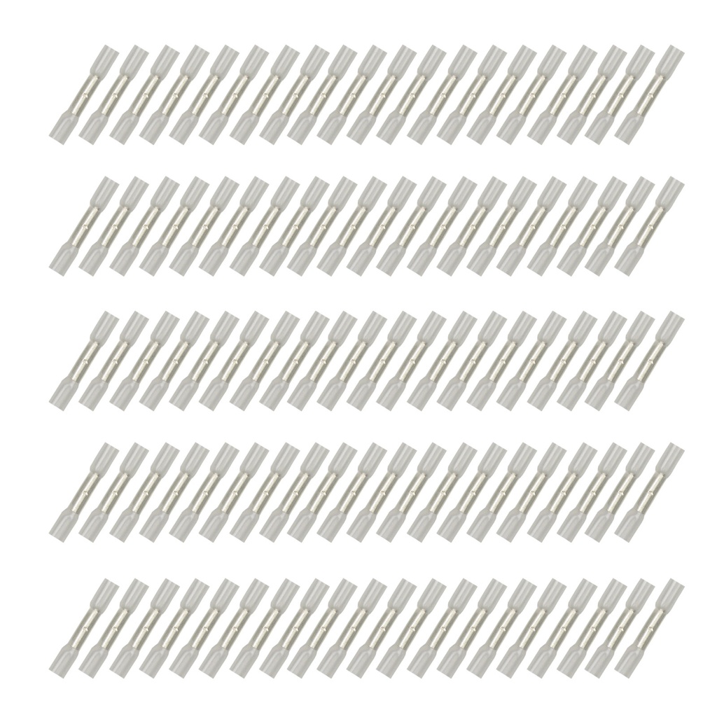 [33-0391-100] 100x Schrumpfverbinder 0,25 - 0,35²  transp. Kleber Stoss- Quetschverbinder